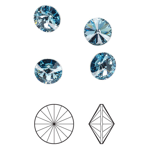 Chaton 8pk aquamarine foil back, Crystal Passions® 8.16-8.41mm rivoli SS39 1122 image number 0