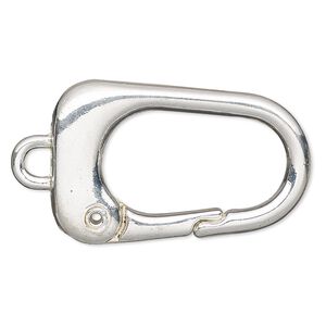 Key ring, silver-finished steel and "pewter" (zinc-based alloy), 38x24mm trapezoid. Sold per pkg of 2.