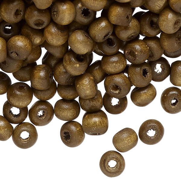 Bead, wood (dyed/waxed), walnut brown, 6x5mm rondelle. Sold per pkg of 1000. image number 0