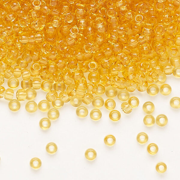 Seed bead, Preciosa Ornela Czech glass, pkg/50g, #8 rocaille, transparent light topaz, (10020). image number 0