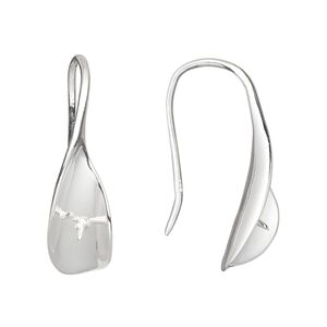 Ear wire fishhook 1pkg2 sterling silver, 29mm / 2mm peg / 6mm bead half-drilled round glue-in setting, 18 gauge 1 pair