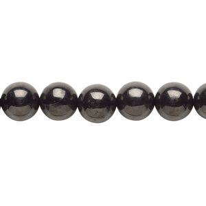 Jet 1pkg1, round bead natural 15.5-16 inch 8mm