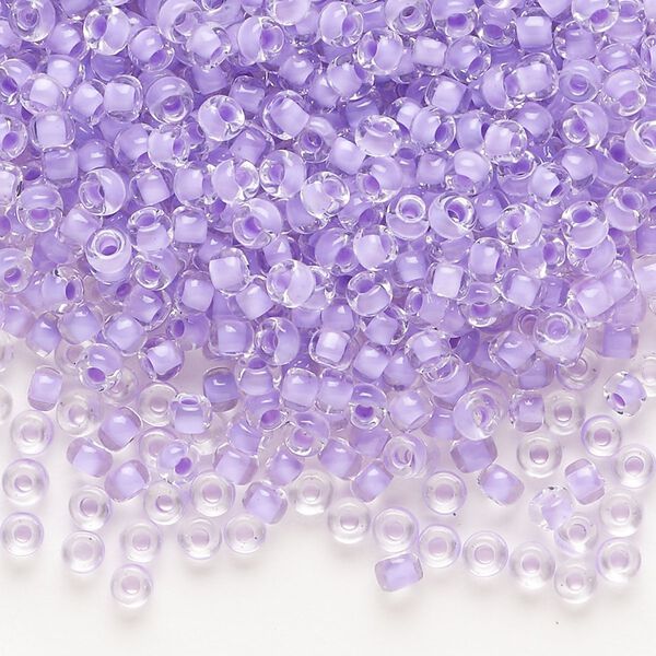 Seed bead, Dyna-Mites™, glass, translucent inside color lilac, #8 round. Sold per 40-gram pkg. image number 0