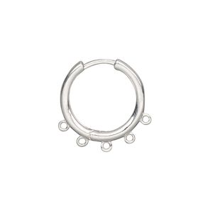 Earring hoop 1pkg2 sterling silver, 18mm hinged / 5 closed loop / round tube, 1 pair