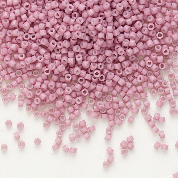 Seed bead, Delica®, glass, pkg/7.5g, #11 round, opaque matte antique rose white (DB-0800). image number 0