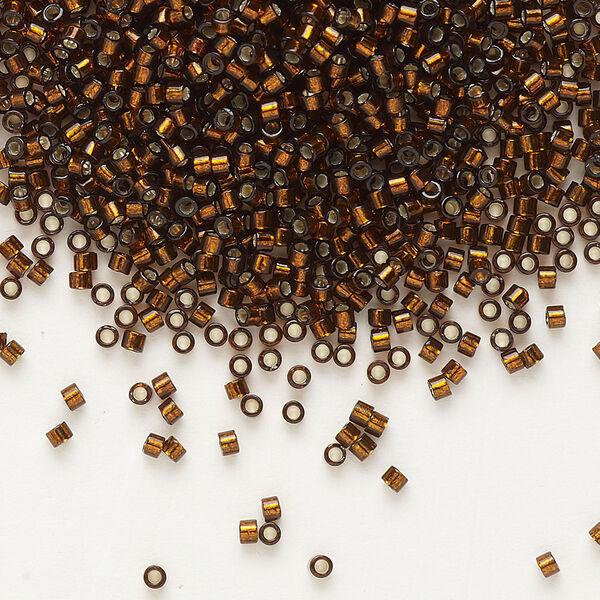 Seed bead, Delica®, glass, pkg/7.5g, #11 round, transparent silver-lined dark topaz (DB-0612). image number 0