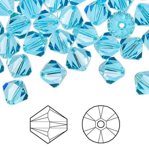 Bead 288pk aquamarine, Swarovski® 8mm XILION bicone 5328 image number 0