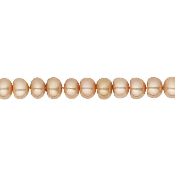 Pearl, cultured freshwater (dyed), sand satin, 5-6mm button, C grade, Mohs hardness 2-1/2 to 4. Sold per 15-1/2" to 16" strand. image number 0