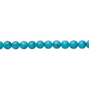 Bead, "turquoise" (resin) (imitation), 4mm round. Sold per 15-1/2" to 16" strand.