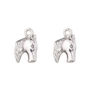 Charm, antique silver-finished "pewter" (zinc-based alloy) , 14x13mm single-sided horse head. Sold per pkg of 2.