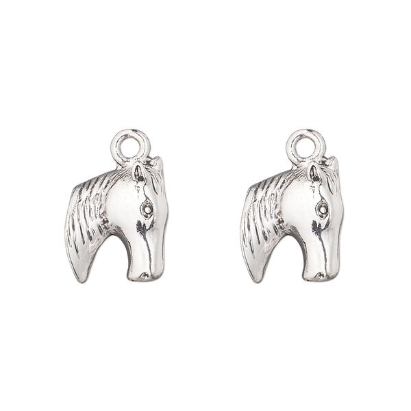 Charm, antique silver-finished "pewter" (zinc-based alloy) , 14x13mm single-sided horse head. Sold per pkg of 2. image number 0