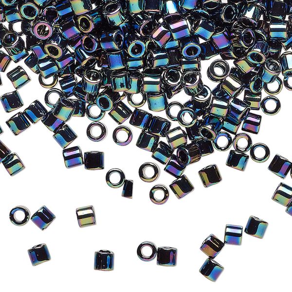 Seed bead, Delica®, glass, pkg/50g, #8 round, opaque rainbow black (DBL-0005). image number 0