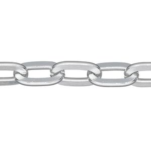 Chain, anodized aluminum, silver, 9mm flat cable. Sold per pkg of 5 feet.