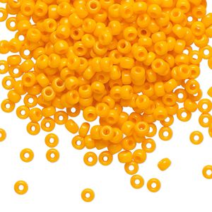 Seed bead, Miyuki, glass, pkg/250g, #8 rocaille, opaque mandarin orange, (RR-405).