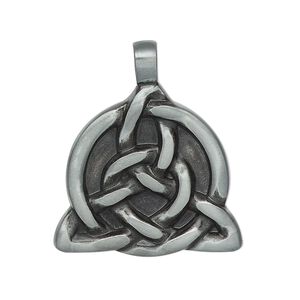 Pendant, enamel and "pewter" (zinc-based alloy), black, 32x28mm single-sided Celtic circle triangle. Sold individually.