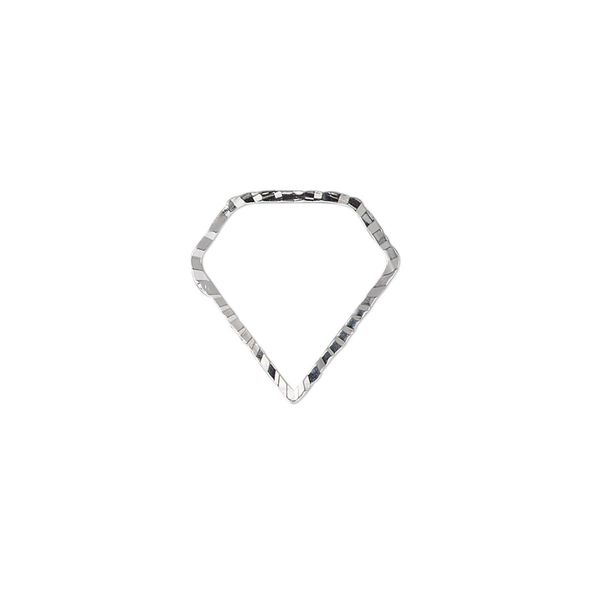 Component, silver-plated brass, 15.5mm single-sided diamond-cut open gem, 1.3mm thick. Sold per pkg of 100. image number 0