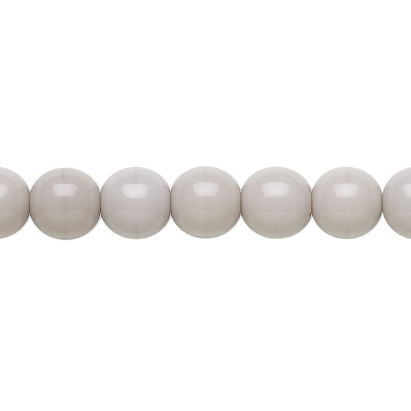 Bead, Preciosa, Czech glass druk, opaque light grey, 8mm round. Sold per 15-1/2" to 16" strand. image number 0