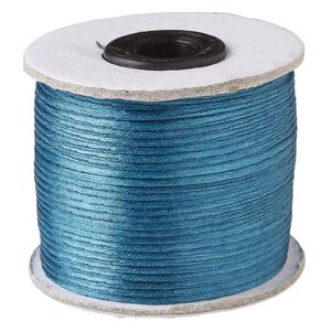 Cord, Satinique™, satin, teal, 1mm. Sold per 200-foot spool.