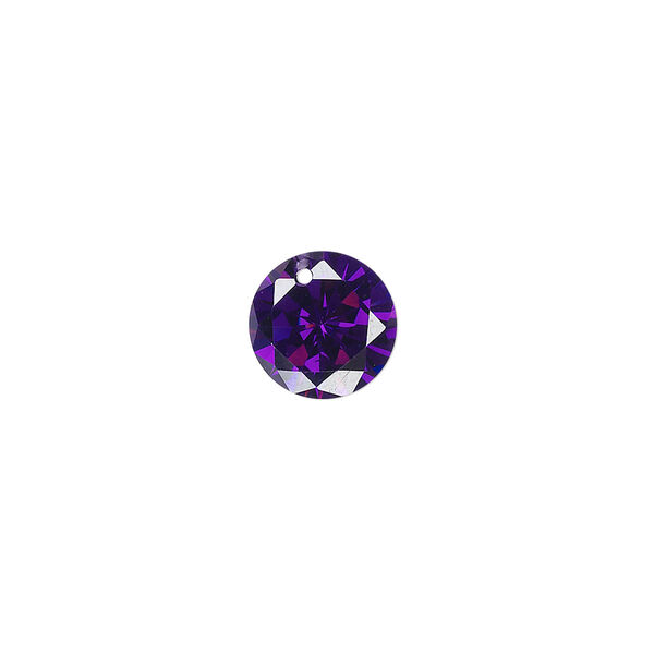 Drop, cubic zirconia, amethyst purple, 10mm hand-faceted round, Mohs hardness 8-1/2. Sold per pkg of 4. image number 0