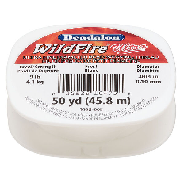 Thread, WildFire™ Ultra, polyester, frost, size 0.1 weaving thickness. Sold per 50-yard spool. image number 0