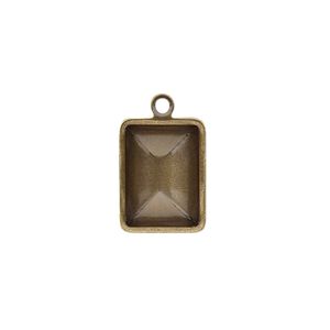 Drop, Almost Instant Jewelry®, antique gold-plated brass, 16.5x12.5mm faceted rectangle with 14x10mm rectangle setting. Sold per pkg of 4.