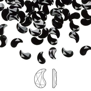 Flat back 24pk jet, Crystal Passions® 6x3.7mm paisley x 2364