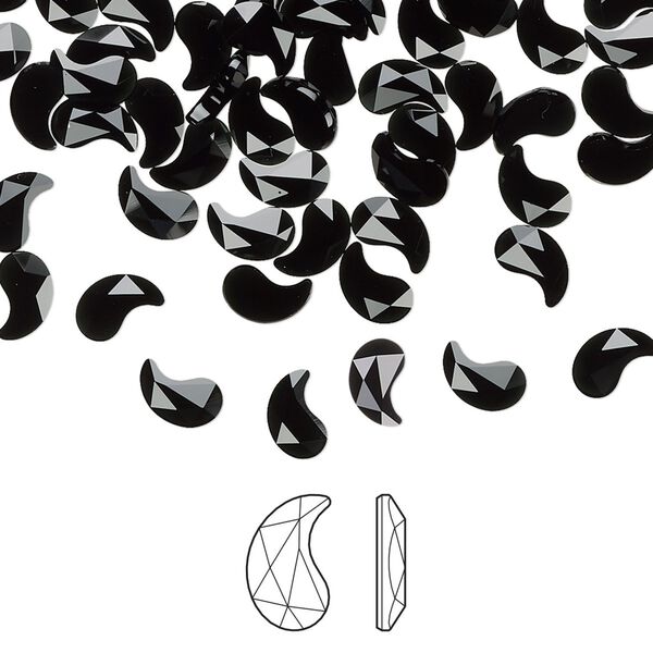 Flat back 24pk jet, Crystal Passions® 6x3.7mm paisley x 2364 image number 0