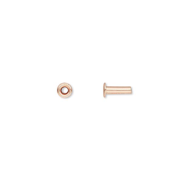 Eyelet, copper, 7x3.5mm with 6x1.9mm tube and 1.4mm inside diameter, fits 2mm hole. Sold per pkg of 100. image number 0