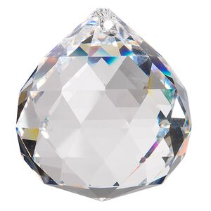 Suncatcher 1pk clear, Asfour Crystal 44x40mm top-drilled triangle-faceted round teardrop