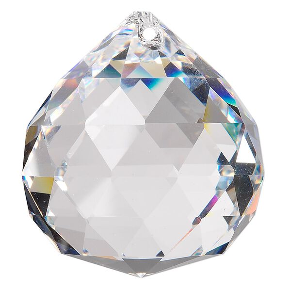 Suncatcher 1pk clear, Asfour Crystal 44x40mm top-drilled faceted round teardrop image number 0