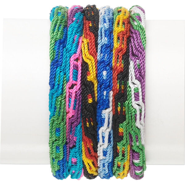 Bracelet mix, nylon, multicolored, 6mm wide, adjustable from 6-9 inches with tie closure. Sold per pkg of 6. image number 0