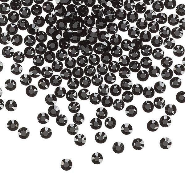 Flat back, Dance With Me™ crystal hotfix rhinestone, jet, foil back, 2.7-2.9mm rose, SS10. Sold per pkg of 144 (1 gross). image number 0
