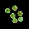 Bead, lampworked glass, clear / peridot green / glow-in-the-dark / gold, 8mm round. Sold per pkg of 6. image number 1