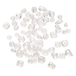 Quartz crystal 1pkg1, hand-cut top-drilled / center-drilled faceted mixed shape bead 1 oz mix 5x4mm-10mm