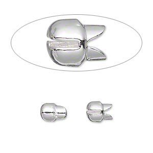 Crimp, Bulldog Crimp™, silver-plated "pewter" (zinc-based alloy), 7x6mm. Sold per pkg of 10.