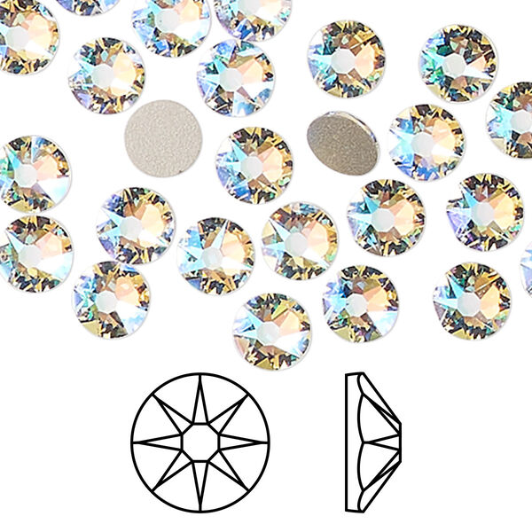 Flat back 144pk crystal shimmer foil back, Crystal Passions® 6.32-6.5mm rose round SS30 2088 image number 0