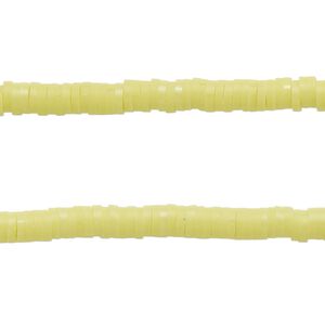 Bead, polymer clay, opaque lime green, 4x1mm heishi. Sold per pkg of (2) 15-1/2 to 16-inch strands.