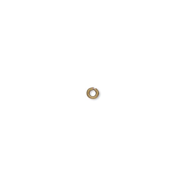 Jump ring, antique gold-plated brass, 3mm round, 1.5mm inside diameter, 20 gauge. Sold per pkg of 500. image number 0