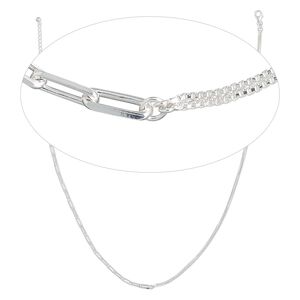 Sterling silver 1pkg1, cable / box chain 18 inch / 2 inch extender chain 4.2mm / 1.1mm