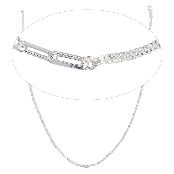 Sterling silver 1pkg1, cable / box chain 18 inch / 2 inch extender chain 4.2mm / 1.1mm image number 0