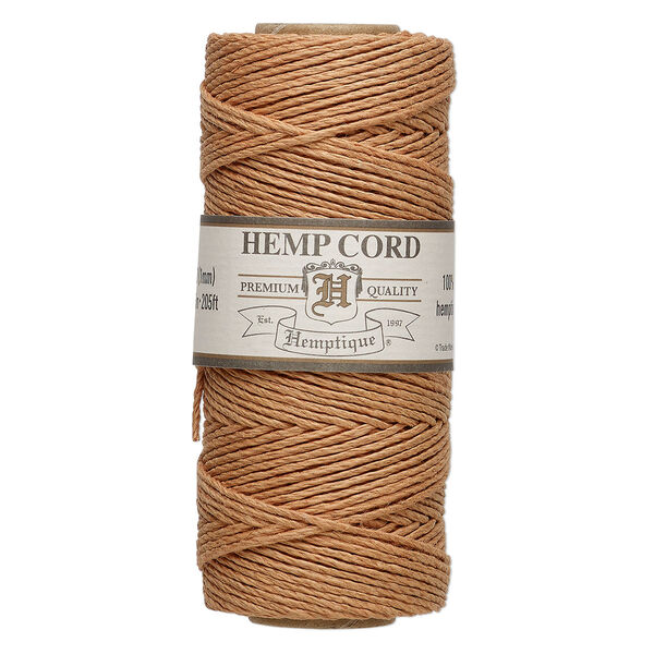 Cord, Hemptique®, polished hemp, cappuccino candy, 1mm, 20-pound test. Sold per 205-foot spool. image number 0