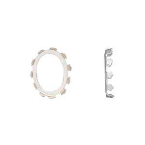Component, sterling silver, 15x11mm oval with 14x10mm oval setting and open back. Sold individually.