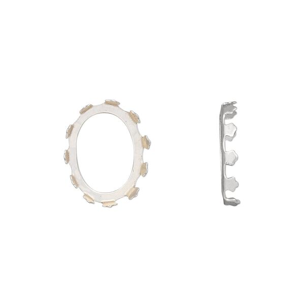 Component, sterling silver, 15x11mm oval with 14x10mm oval setting and open back. Sold individually. image number 0
