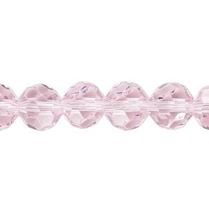 Bead 1pk 32 facets transparent pink, Celestial Crystal® 10mm round 15.5-16 inch