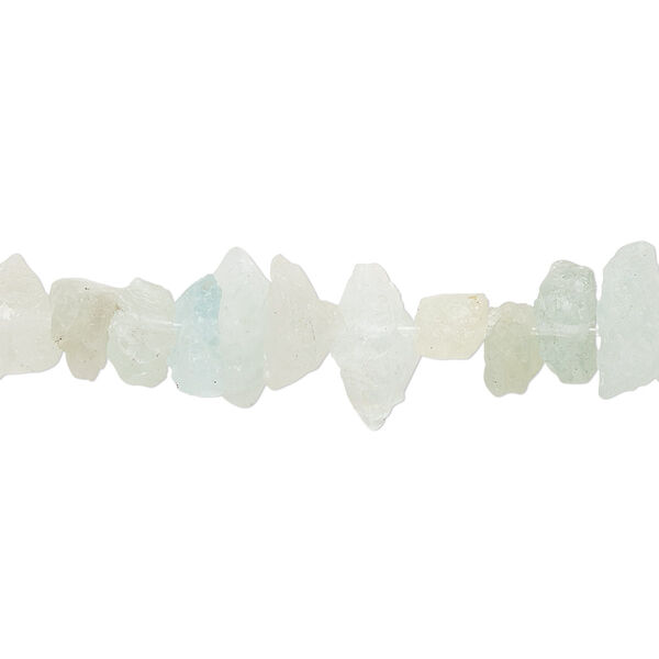 Bead, aquamarine (heated), medium rough chip, Mohs hardness 7-1/2 to 8. Sold per 8-inch strand, approximately 50-55 beads. image number 0
