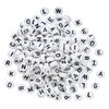 Bead mix, acrylic, opaque white and black, 7mm double-sided flat round with alphabet letters. Sold per pkg of 200. image number 1