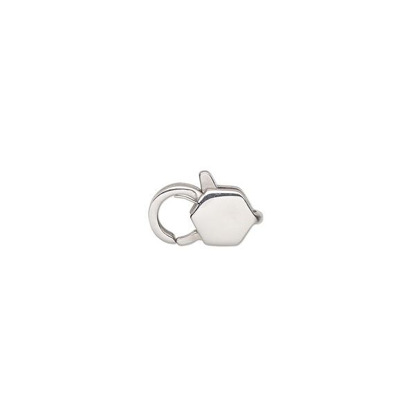 Clasp, lobster claw, stainless steel, 12x6.5mm 2-sided hexagon. Sold individually. image number 0