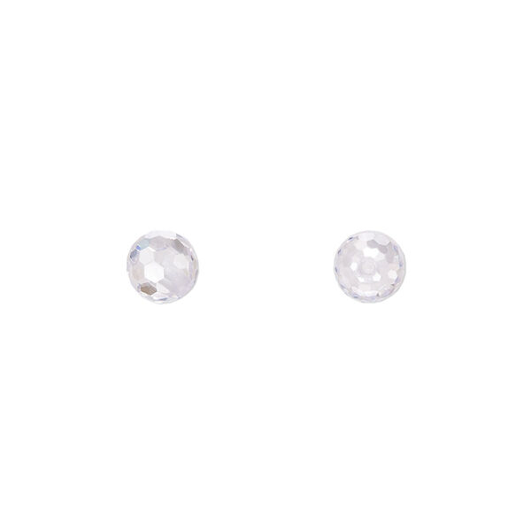 Bead, cubic zirconia, clear, 6mm half-drilled faceted round. Sold per pkg of 2. image number 0