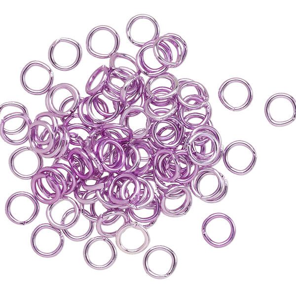 Jump ring, anodized aluminum, light purple, 5mm round, 3.4mm inside diameter, 20 gauge. Sold per pkg of 100. image number 0