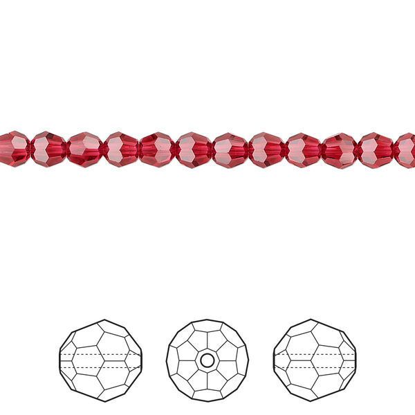 Bead 144pk scarlet, Crystal Passions® 4mm round 5000 image number 0